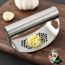 Kitchen multi-function curved 304 stainless steel garlic press bottle opener Garlic press puree pounding garlic artifact