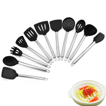 Silicone Shovel Non Stick Pan Special Kitchen Suit High Temperature Resistant Soup Spoon Willful Powder Grip Home Stainless Steel 11 pieces
