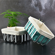 Stainless steel storage bread basket Nordic wind cloth set Home fruit basket Desktop sundries storage storage tableware baking basket