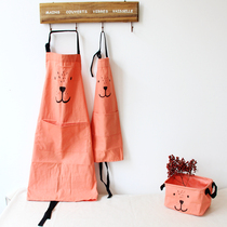 Love home preferred ZAKKA Nordic cotton linen cartoon parent-child apron anti-fouling and anti-oil baking work clothes