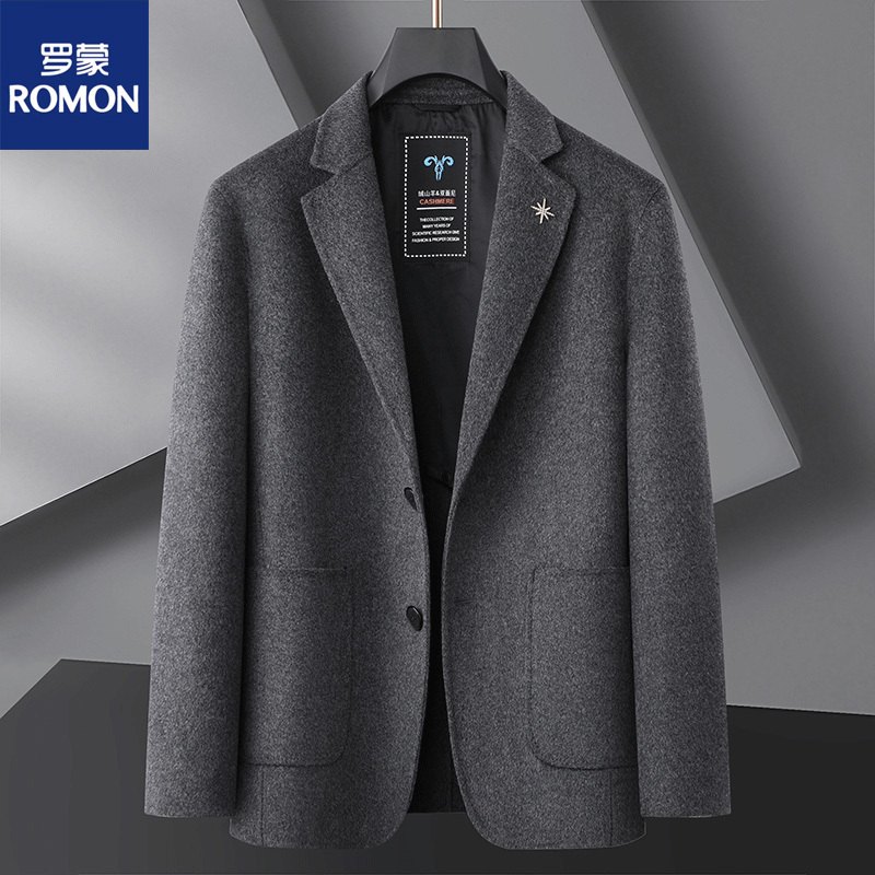 Romon New Men's Wool Suit Business Casual Plus Size Oversized Suit for Big and Tall Men Loose Woolen Jacket