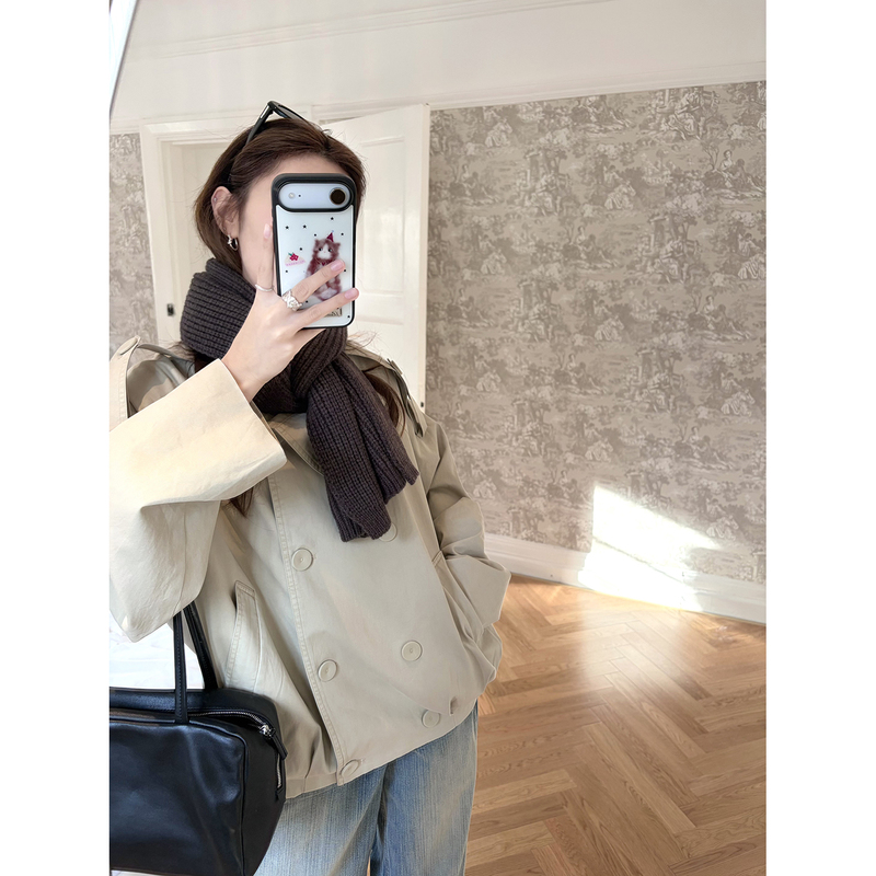 Cheese'Hokkaido Traveler' Lightly Fermented Blossom Bud Cool Top Women's Double-Breasted Oversized Short Jacket Cheese'Hokkaido Traveler' Lightly Fermented Blossom Bud Cool Top Women's Double-Breasted Oversized Short Jacket