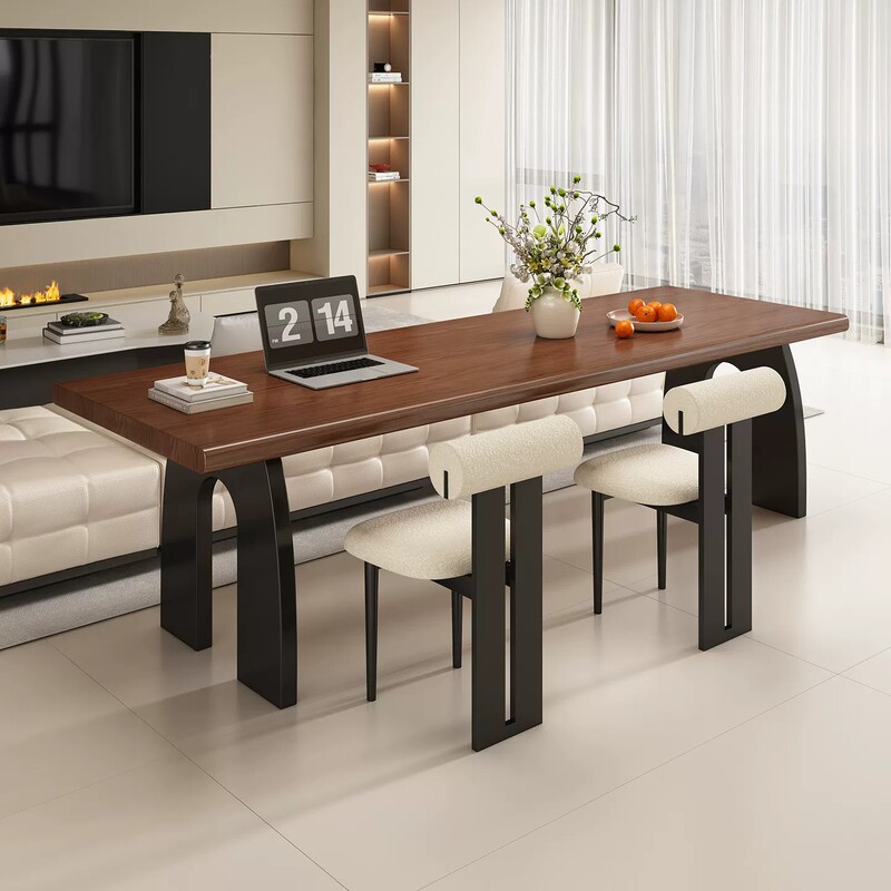 Solid Wood Double Desk, Convertible into a Living Room Computer Desk, Home-Use Long Table, Vintage-Style Study and Writing Desk for Bedroom