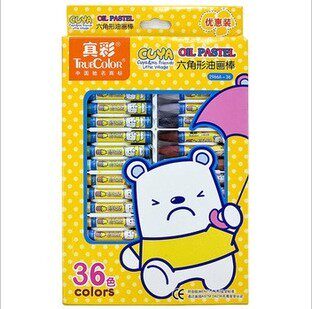 Special price true color oil painting stick true color cool girl 2966A-36 36 color hexagon oil painting stick crayon suit-Taobao