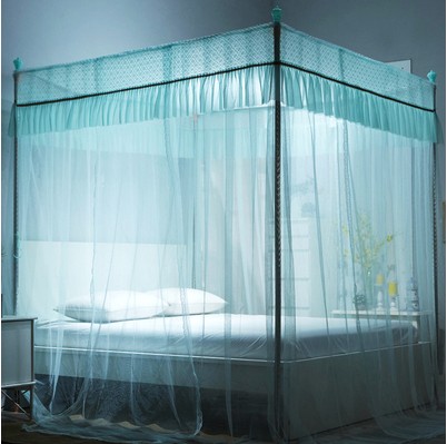 2021 new encryption thickened palace mosquito net household convenient disassembling and washing bracket fixed bed curtain integrated three doors