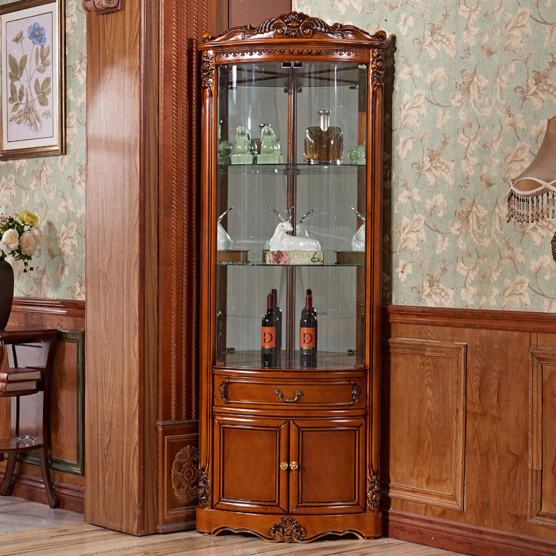 European Solid Wood Corner Wine Cabinet White Living Room Corner Cabinet Luxury Triangle Wine Cabinet Wall Corner Cabinet Triangle Home Wine Cabinet
