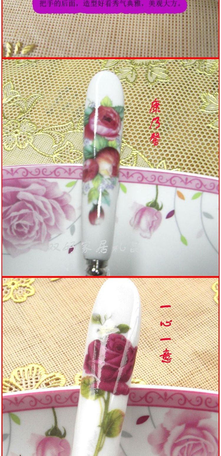 Đôi tốt bộ đồ ăn Hàn Quốc muỗng gốm xử lý thìa cà phê xương Trung Quốc 304 thép không gỉ thìa nhỏ khuấy hoa - Đồ ăn tối muỗng ăn cơm