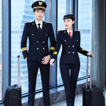 Chinese captain with empty flight attendant uniform professional suit aviation flight attendant railway uniform annual performance suit