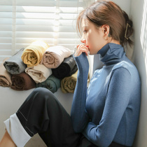 2021 autumn and winter imitation of cashmere heaps of undershirt female inner lap half high collar long sleeves Knitted Sweatshirt Foreign Air T-shirt