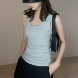 Летняя короткая базовая спортивная майка топ, футболка без рукавов, нижнее белье, облегающий крой, красивая спина