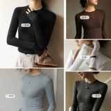 Модный лонгслив, базовое приятное телу демисезонное утепленное белье для повседневной носки, в западном стиле, облегающий крой, изысканный стиль