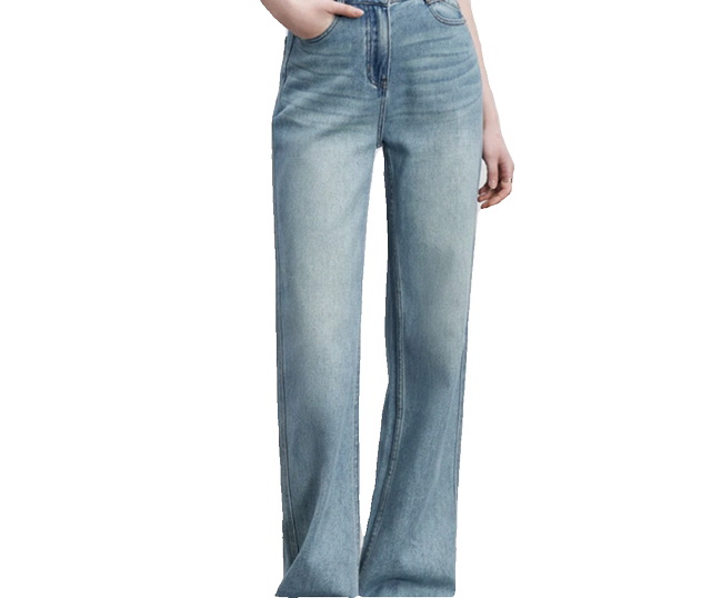 003 High-Waisted Jeans for Women 2023 Autumn High-Quality Floor-Length Straight-Leg Pants Slimming Narrow Wide-Leg Pants