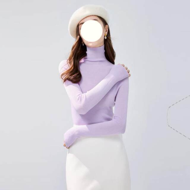 100% Sheep Wool Turtleneck Knitwear 2025 Winter New Style Women's Simple and Versatile Slim-Fitting Base Layer Knitwear