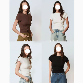 Minimalist! Comfortable and Soft-Touch Tencel + Cotton High-Elastic Slimming Short T-Shirt