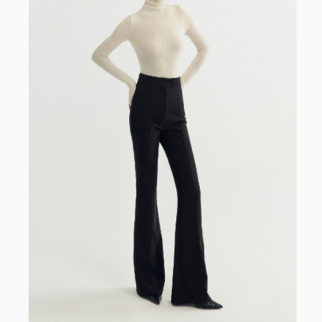 Black High-Waisted Flared Pants for Women, New Spring Style, Slim Fit, Casual Suit Pants, Floor-Length Trousers
