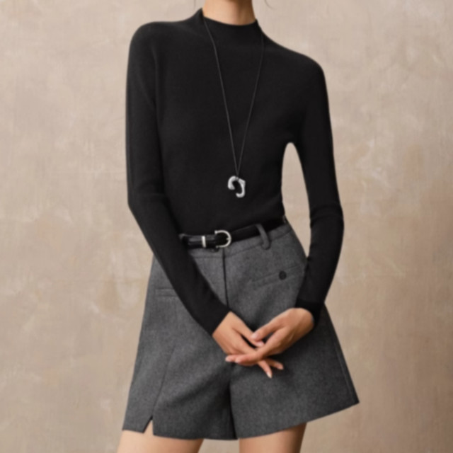 [Seamless One-Piece] Half-High Collar Knit Sweater for Women, Autumn/Winter 2025 New Style, Slim Fit Base Layer Top