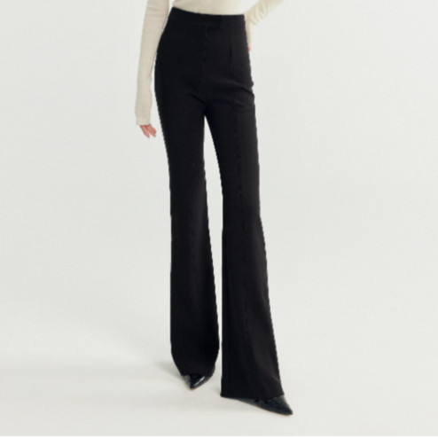 Black High-Waisted Flared Pants for Women, New Spring Style, Slim Fit, Casual Suit Pants, Floor-Length Trousers