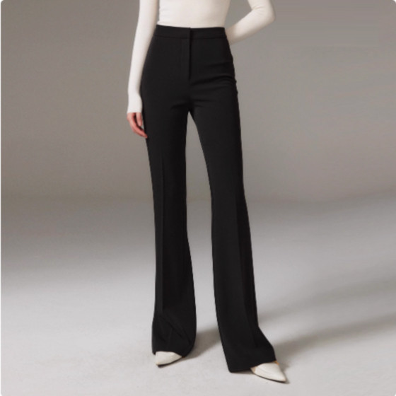 Black High-Waisted Flared Pants for Women, New Spring Style, Slim Fit, Casual Suit Pants, Floor-Length Trousers