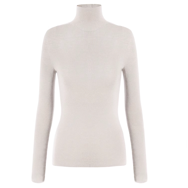 Seamless one-piece 120SBiella four-level encrypted 18-needle ultra-fine wool turtleneck knitted bottoming shirt