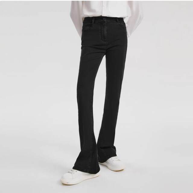Cotton Retro Flared Black High-Waisted Slimming Straight-Leg Work Pants New Spring Jeans