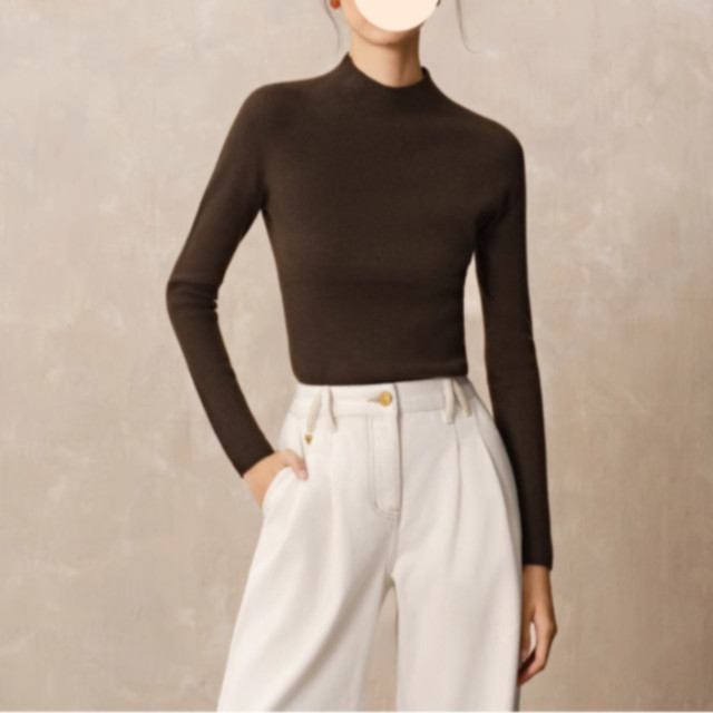 [Seamless One-Piece] Half-High Collar Knit Sweater for Women, Autumn/Winter 2025 New Style, Slim Fit Base Layer Top