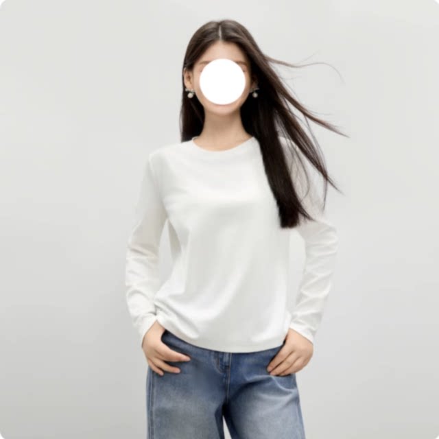 Round Neck White Long-Sleeved T-Shirt for Women 2025 Autumn and Winter New Style Simple Work Clothing Versatile Fashionable Top