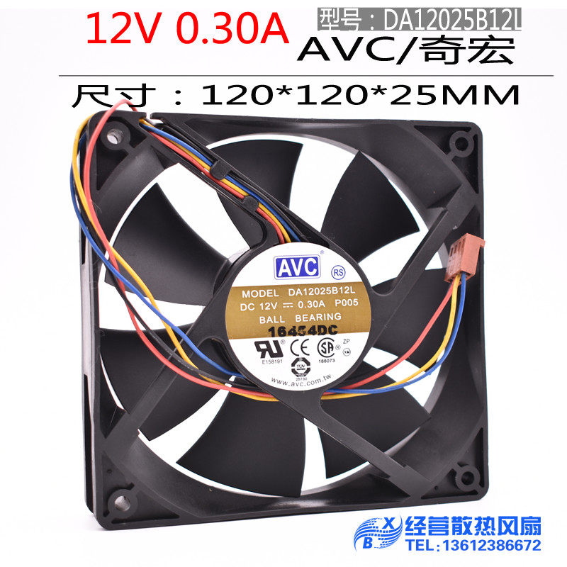 Large air volume AVC12cm12cm 12025 main case fan CPU fan 4-pin line temperature control pwm speed regulation
