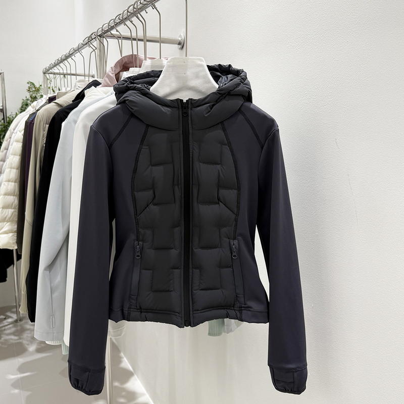 Slim Fit 90 White Goose down Jacket for Women, Short Style for Petite Figures, Hooded, Lightweight, Warm, Casual Yoga Coat for Winter