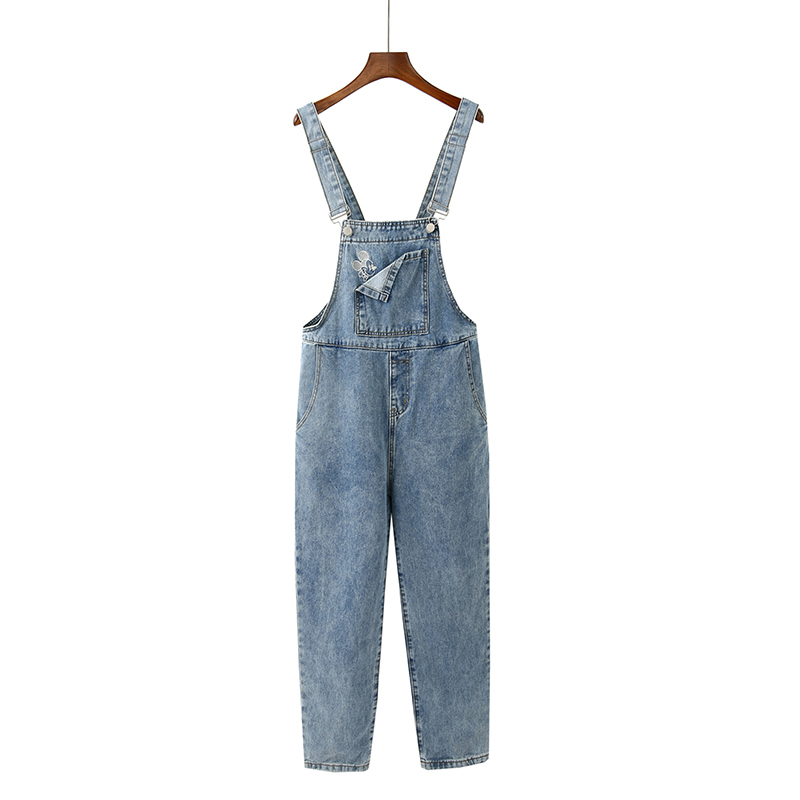 Cartoon denim quần dây đeo phụ nữ nhỏ nhỏ 2020 mùa xuân và mùa hè mới chương lỏng mỏng jumpsuit mõm quần chín điểm