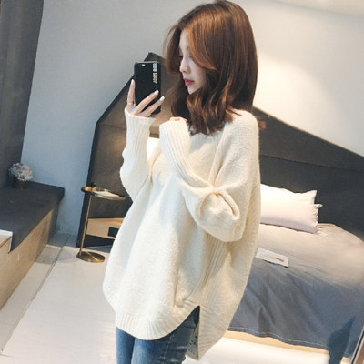 Maternity wear spring and autumn lazy style solid color sweater 2021 spring Korean version knitted bottoming shirt loose V-neck top