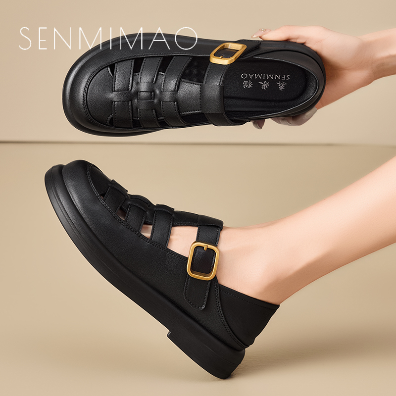 2025 Spring/Summer New Roman Sandals for Women, Flat Heel Pig Cage Shoes, Outdoor Genuine Leather Clogs, Non-Slip Beach Shoes 2025 Spring/Summer New Roman Sandals for Women, Flat Heel Pig Cage Shoes, Outdoor Genuine Leather Clogs, Non-Slip Beach Shoes