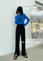 redlip red lip 22 spring and summer open fork pants high waist display slim fit trousers female horn pants pituitary pants with wide leg