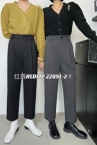 2022 Red Lips REDLIP Autumn and Winter New High Waist Slim Nine-point Wool Pants Female Design Western Style Overalls