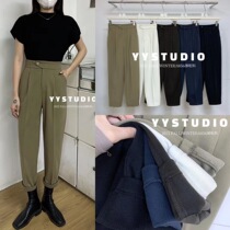 Y Y Studio autumn and winter 6856 thin woolen womens nine points high waist radish loose feet slim Harem pants pencil pants