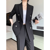 Black suit suit woman 2022 new exploits spring autumn casual fried street goddess Temperament Goddess Fan High-end West Suit