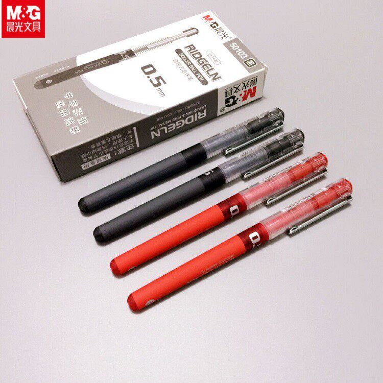Morning light stationery ARP50103 fast dry straight liquid water-based ballpoint pen insert 0.5mm student office signature pen black and red