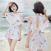 Seaside Swimsuit Fairy 2021 new belly thin sexy plus size Korean one-piece dress hot spring swimsuit