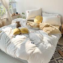 Summer ins hipster cotton washing cotton bed four-piece Net Red Girl heart cotton bed sheet quilt cover