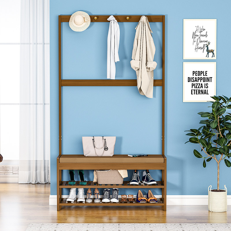 Shoe rack clothes hat rack integrated floor bedroom multifunctional household simple doorway door in door combination not covered with clothes hanger