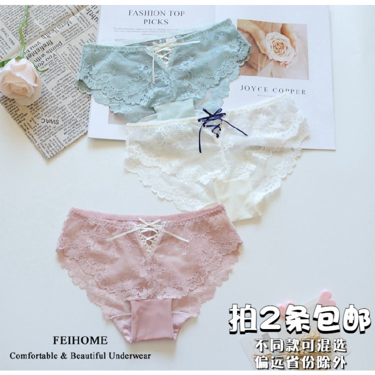 N524 Comfortable Ladies Low Waist Sexy Lace Romantic French Style Girls Heart Seamless Girls Panties M L XL