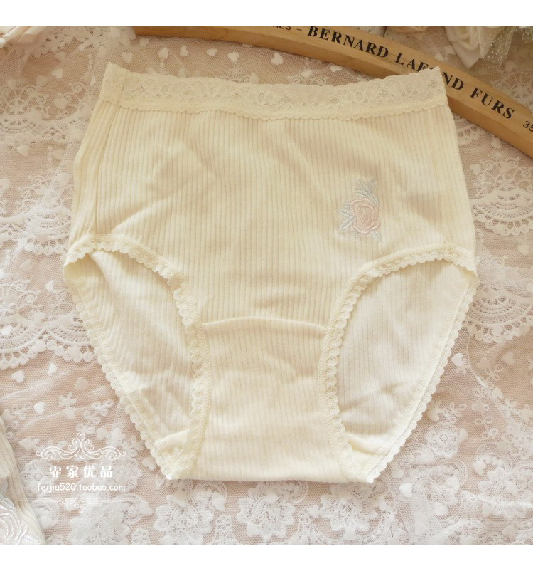 K16 xuất khẩu Nhật Bản đặt hàng Bà mẹ cao eo cotton thêu liền khối đồ lót màu M / L / LL / 3L / 4L quần lót cạp cao
