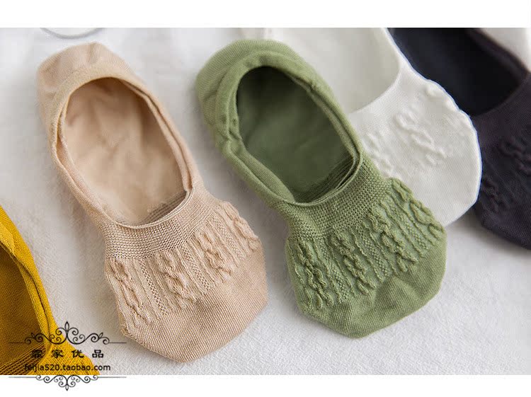 F205 vớ nữ / vớ nữ sợi tre vớ nông vớ vớ thuyền xoắn màu rắn silicone trượt vớ nữ vô hình tất nam cổ ngắn