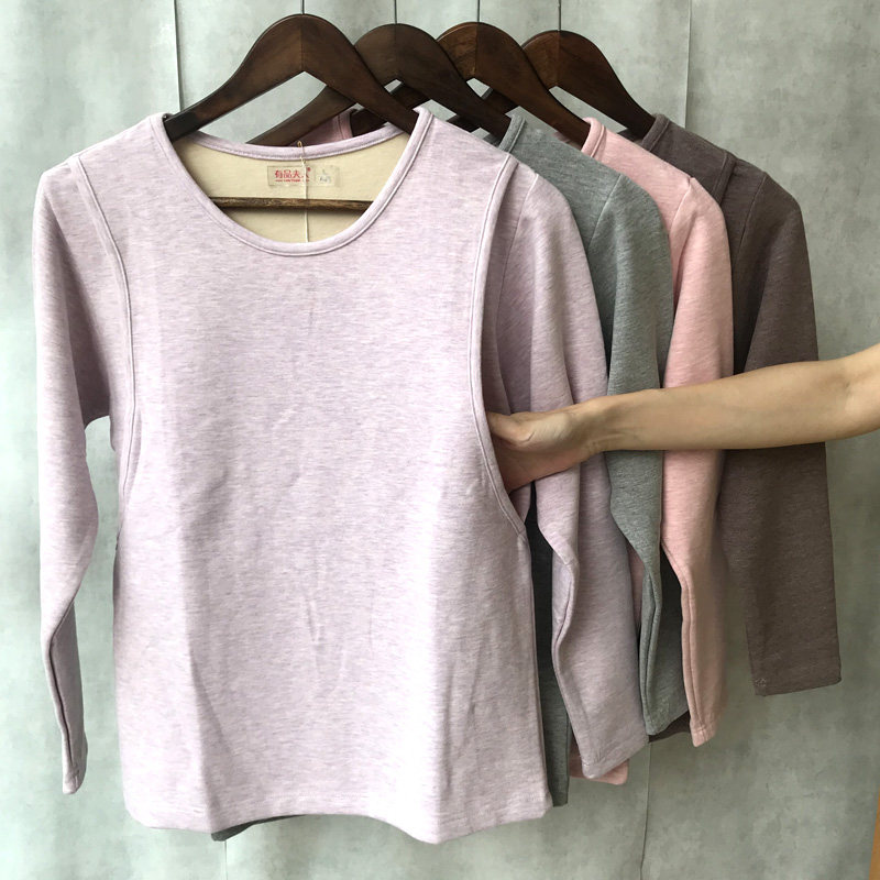 Pregnant women autumn and winter warm underwear silk de velvet during pregnancy wear autumn clothes autumn pants breastfeeding tops confinement clothes