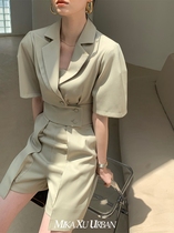 MXU spring and summer goddess fan two-piece fashion bandeau jumpsuit small top short careful machine design sense suit