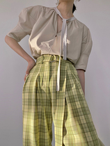 MXU design sense niche shirt womens 2020 summer new French retro court style lantern sleeve lace-up shirt