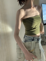 MXU classic B into the new wild slim gradient stripes wear strapless knitted chest sexy top women