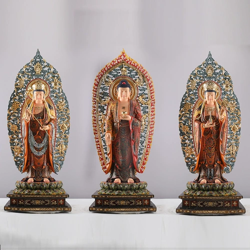 三漫陀 Медные наклейки в Золотой Западной Будде Статуя Западного святилища, внутренняя цветная живопись Амитабха Будда Гуаньян Бодхисаттва Статуя