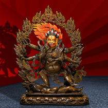 The three-manda six-armed Mahagara Buddha statue is all bronze Tibet Nepal six-armed great black sky god statue enshrined ornaments
