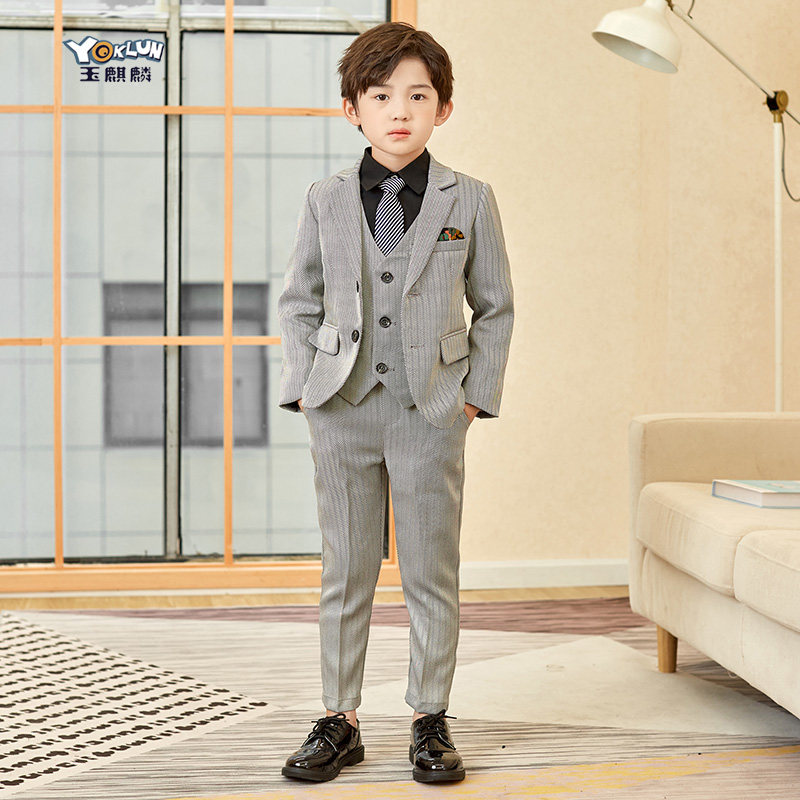 Boy suit suit handsome flower boy gown Inn Wind Small host waistcoat Three sets of children Western suit Cavet-Taobao