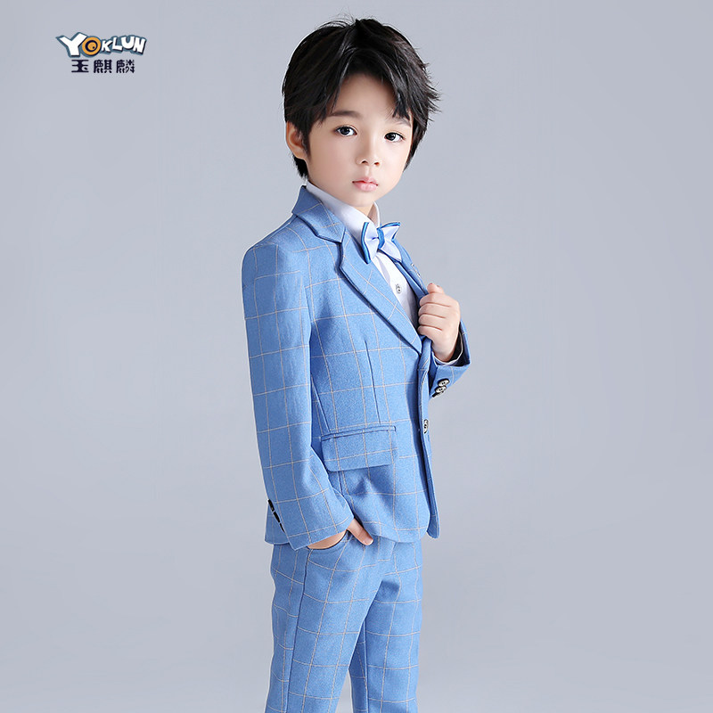 Boy suits suit Spring and autumn handsome flowers children's pianos Piano Playing Small Host Spring Dress Children's Suit